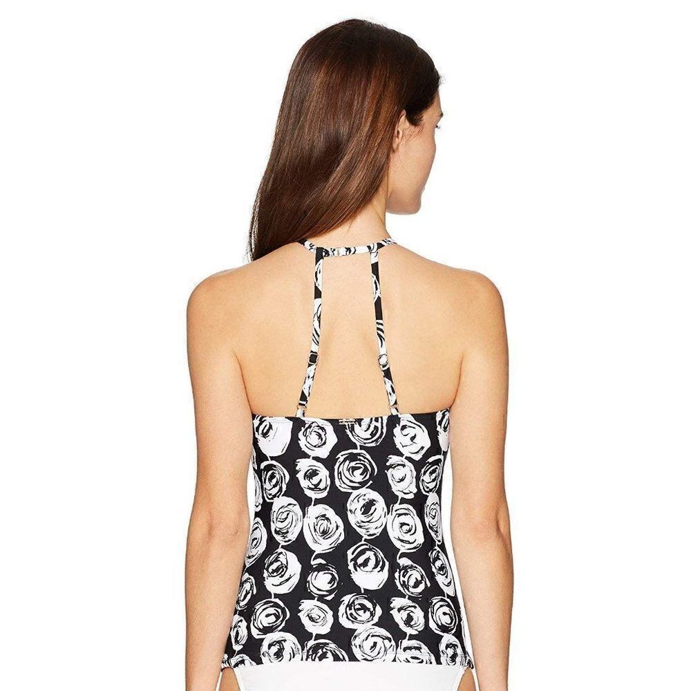 Anne Cole NEW Black/White Halter Tankini Swim Top - Picture 2 of 4